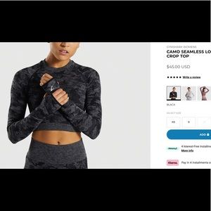 Gymshark camo seamless crop long sleeve